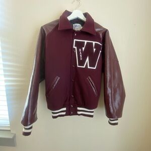 Vintage Mens 90s NEFF Varsity Letterman Leather Wool Patch Band Jacket Size S